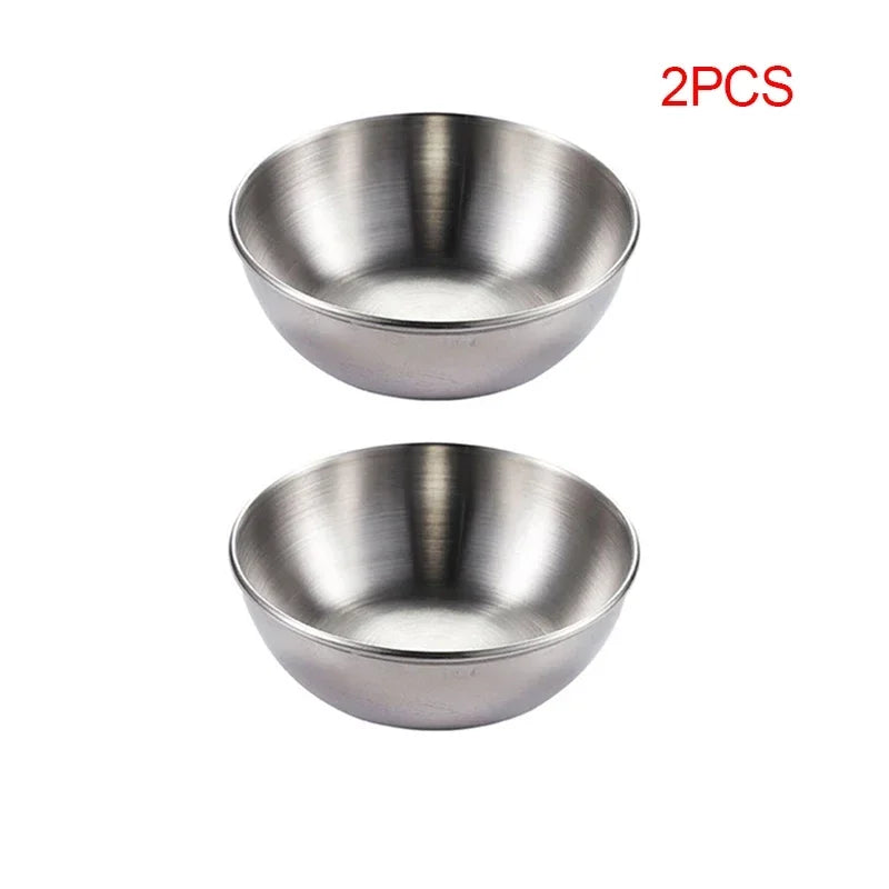 2/4/6pcs Stainless Steel Small Sauce Dishes Seasoning Serving Tray Spice Plates Set Soy Sauce Dish Specialty Tableware