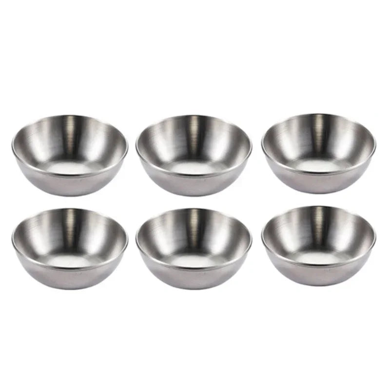 2/4/6pcs Stainless Steel Small Sauce Dishes Seasoning Serving Tray Spice Plates Set Soy Sauce Dish Specialty Tableware