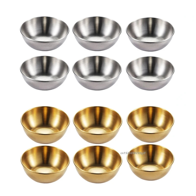 2/4/6pcs Stainless Steel Small Sauce Dishes Seasoning Serving Tray Spice Plates Set Soy Sauce Dish Specialty Tableware