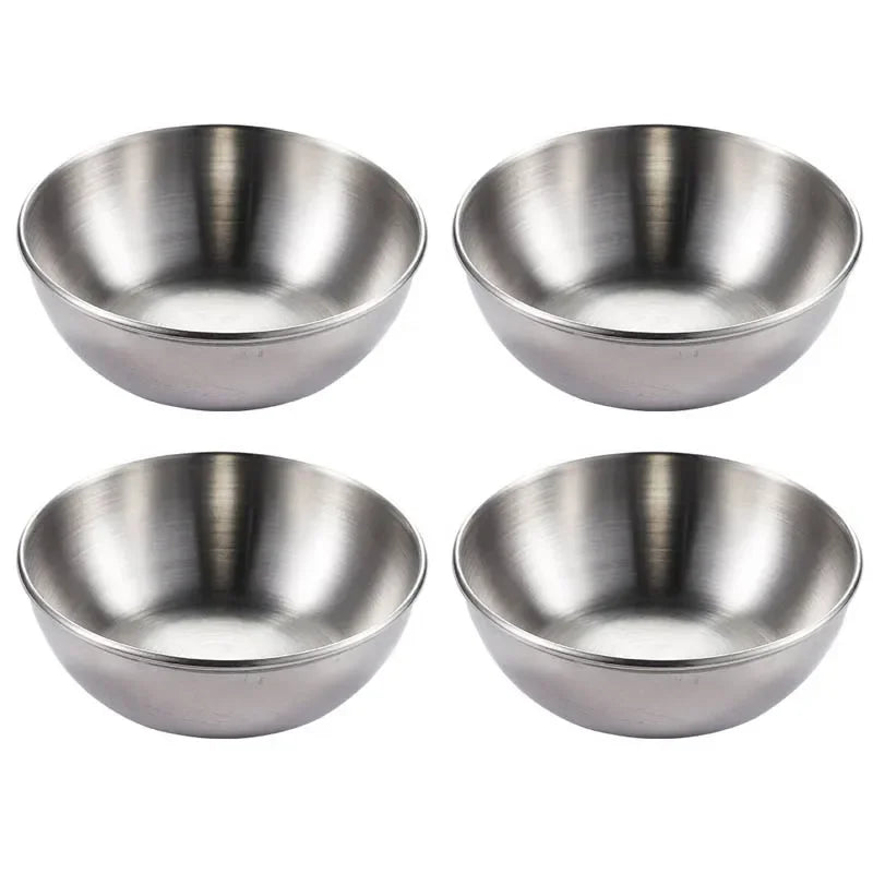 2/4/6pcs Stainless Steel Small Sauce Dishes Seasoning Serving Tray Spice Plates Set Soy Sauce Dish Specialty Tableware